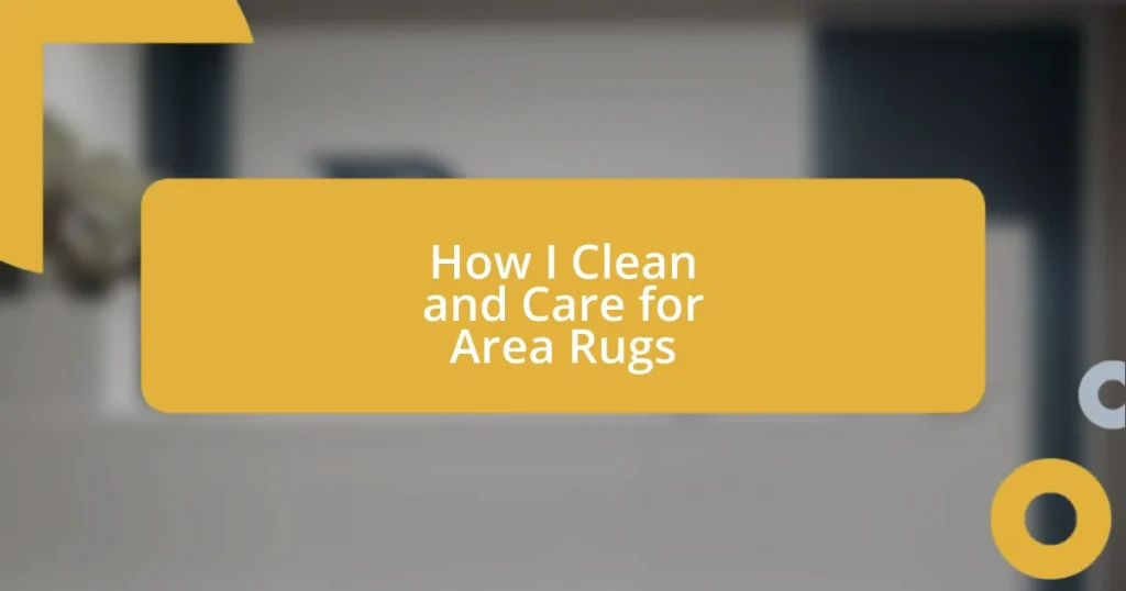 How I Clean and Care for Area Rugs