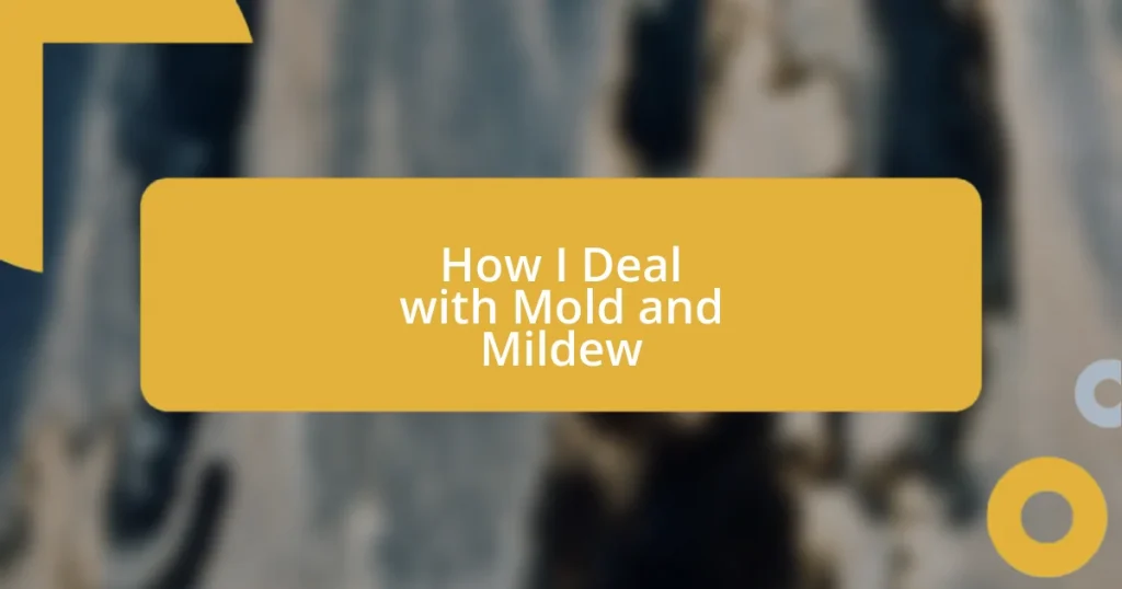 How I Deal with Mold and Mildew