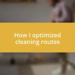 How I optimized cleaning routes