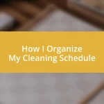 How I Organize My Cleaning Schedule