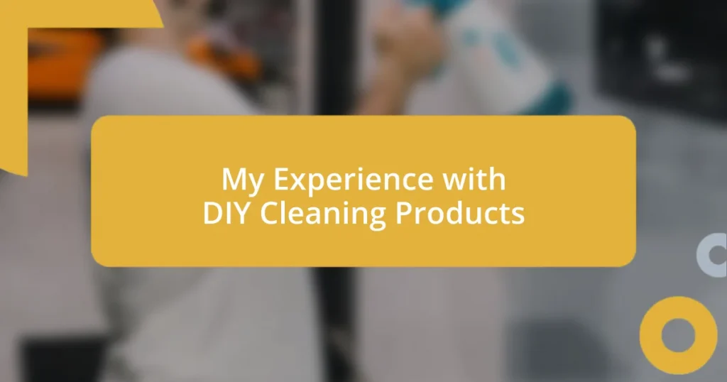 My Experience with DIY Cleaning Products