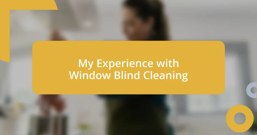 My Experience with Window Blind Cleaning