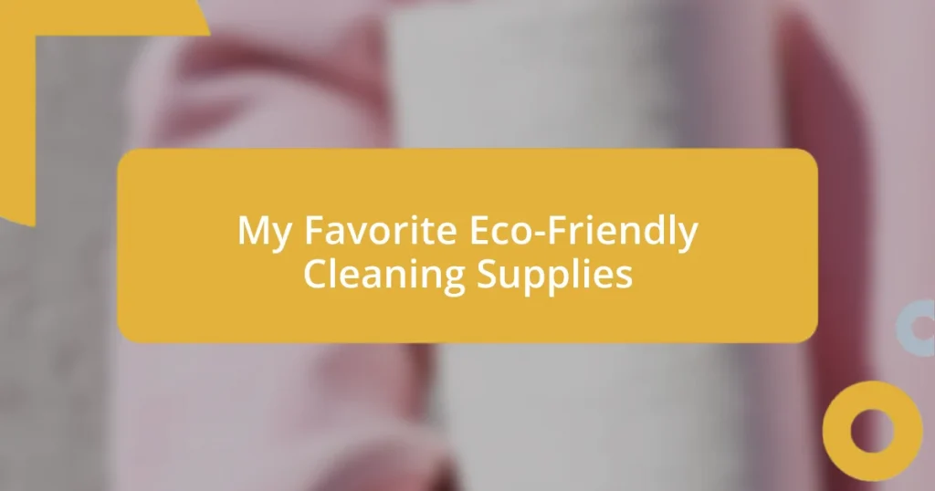 My Favorite Eco-Friendly Cleaning Supplies