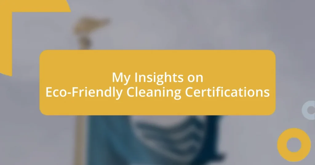 My Insights on Eco-Friendly Cleaning Certifications