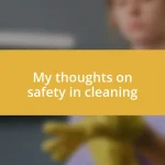 My thoughts on safety in cleaning