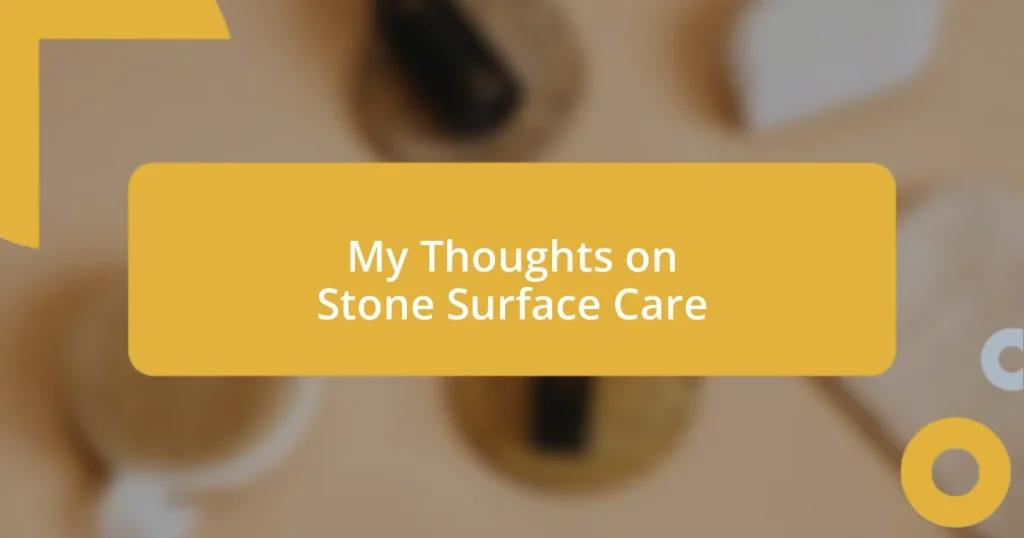 My Thoughts on Stone Surface Care