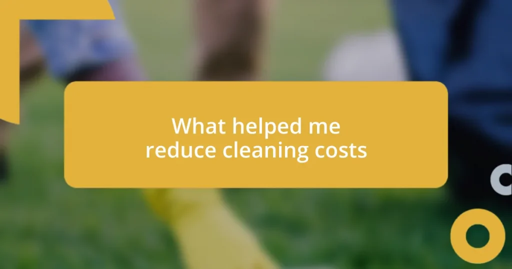 What helped me reduce cleaning costs