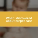 What I discovered about carpet care