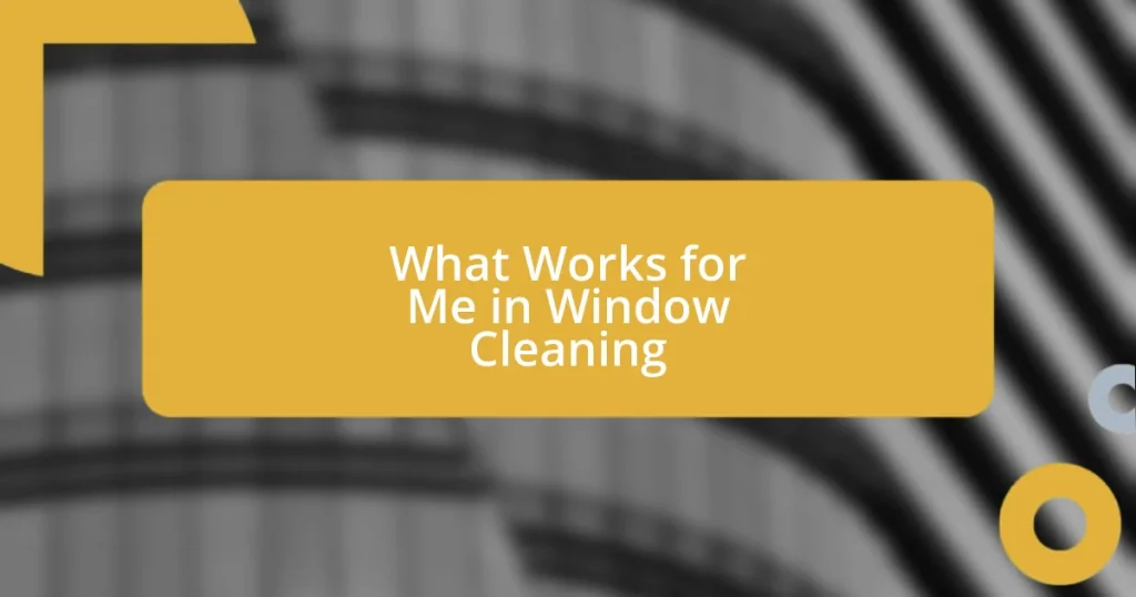 What Works for Me in Window Cleaning